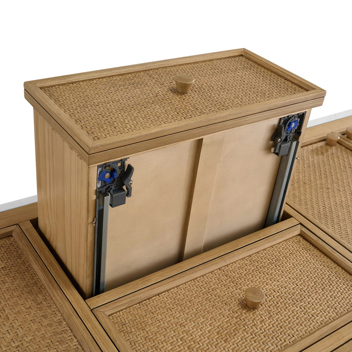 Benita 72" Double Sink Bathroom Vanity in Rattan and Oak | Cultured Marble Countertop