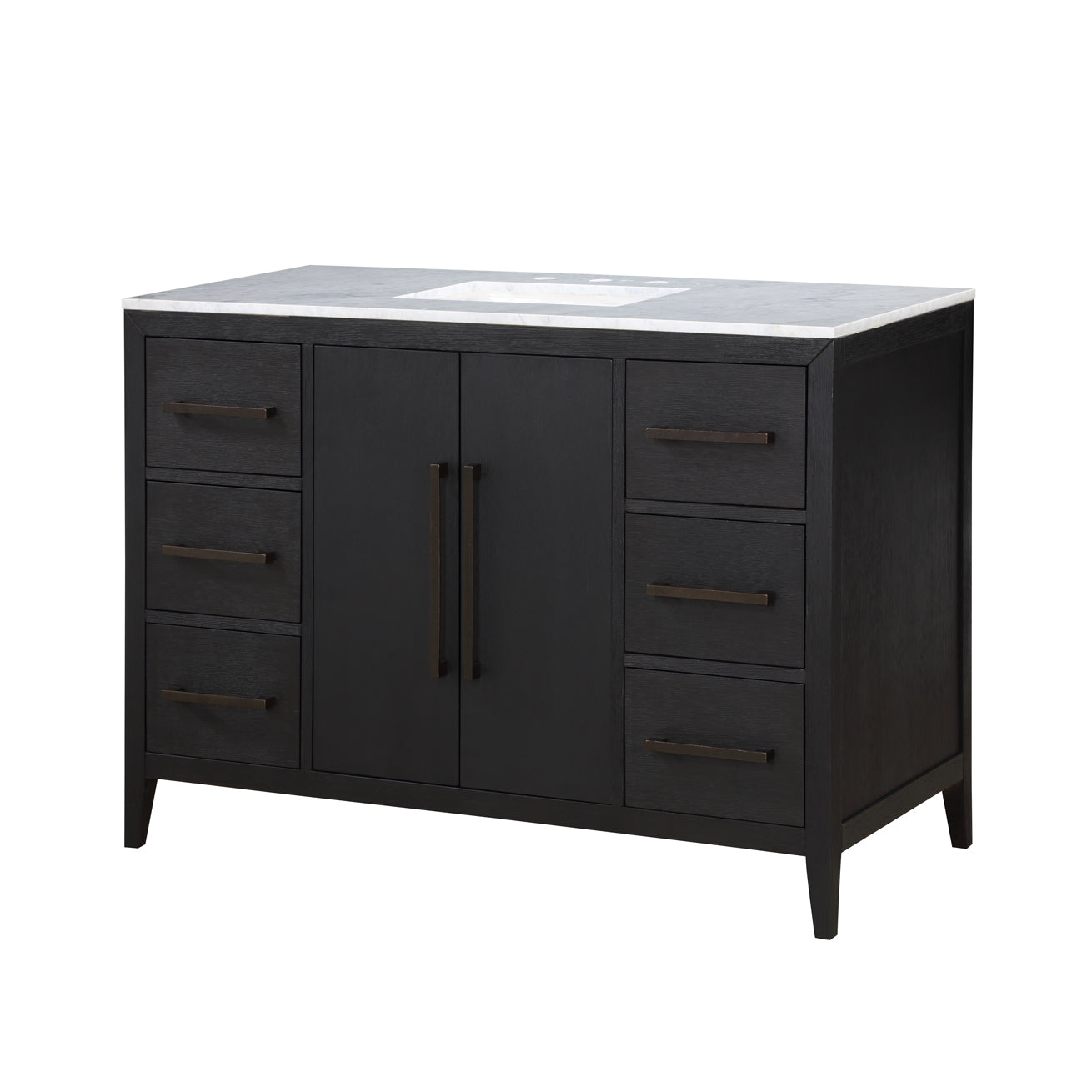 Bergen 48" Single Bathroom Vanity in Dark Weathered Oak | Calacatta Gold Quartz Countertop