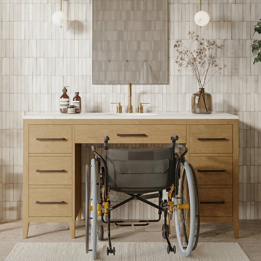 Bergen 60" ADA Compliant Single Sink Bathroom Vanity | Quartz Countertop