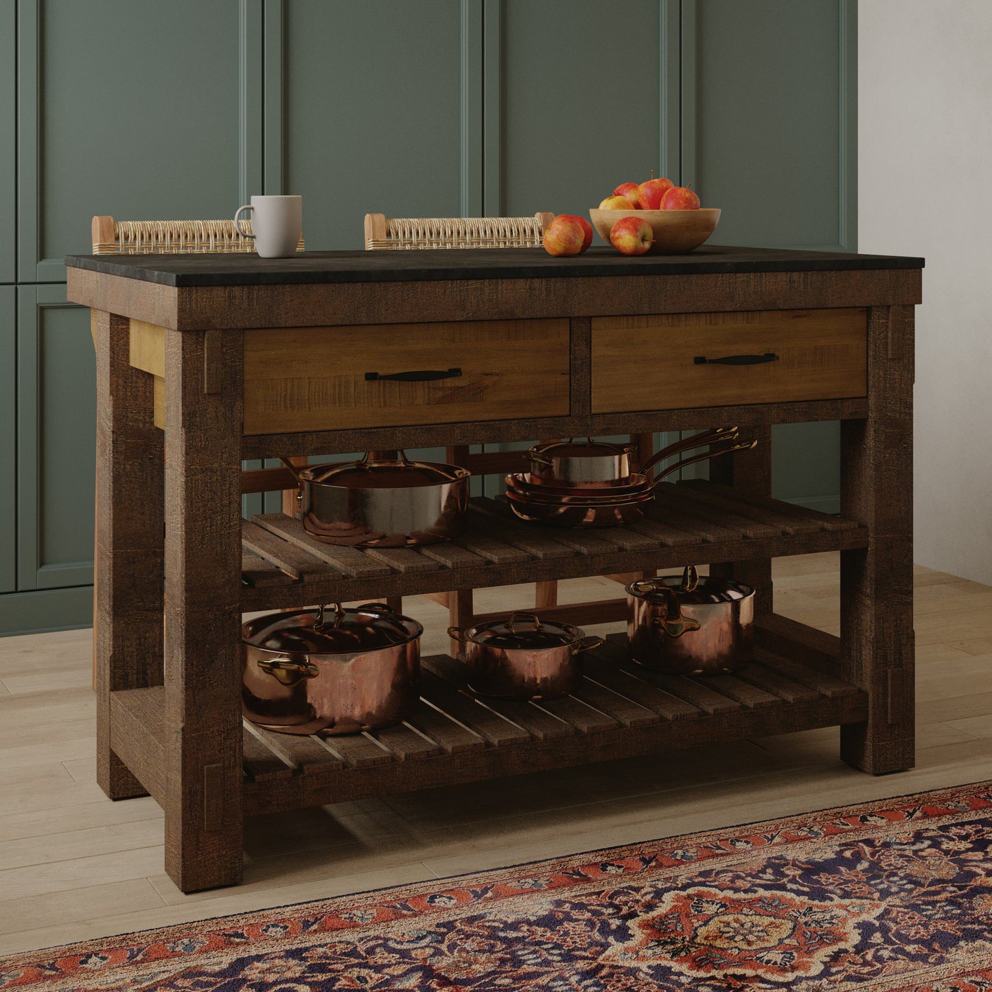 Bromley 54" Kitchen Island | Quartz Countertop