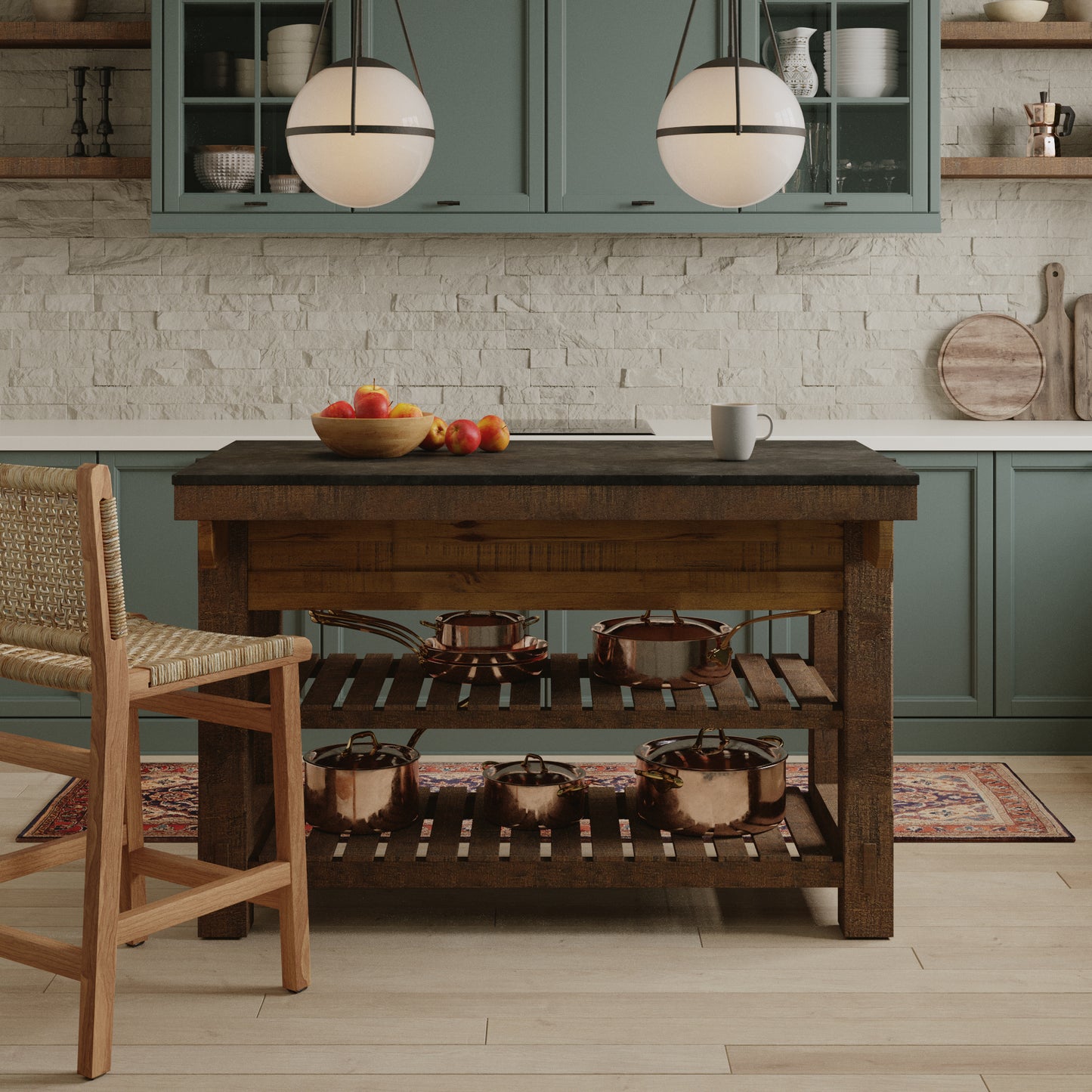 Bromley 54" Kitchen Island | Quartz Countertop