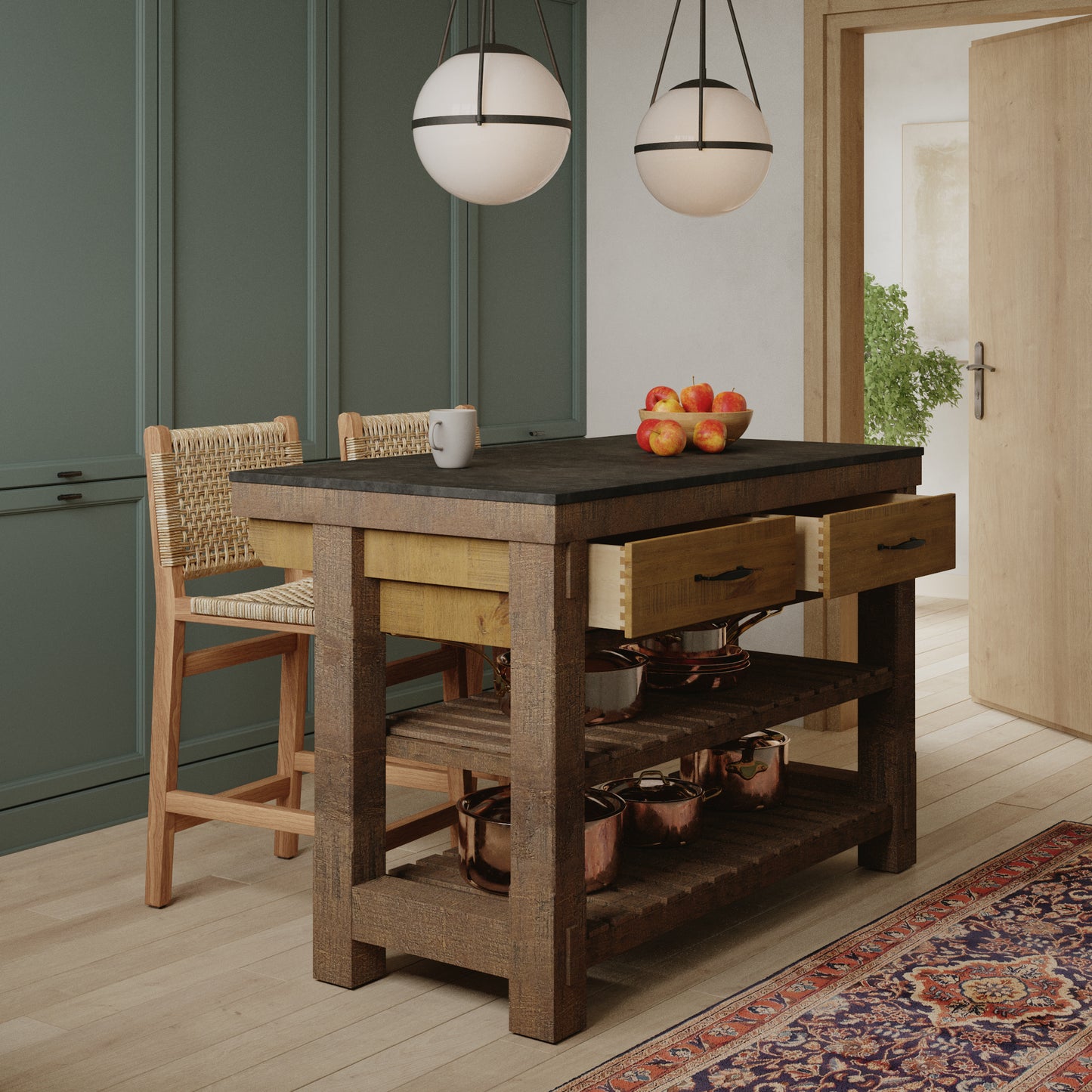 Bromley 54" Kitchen Island | Quartz Countertop