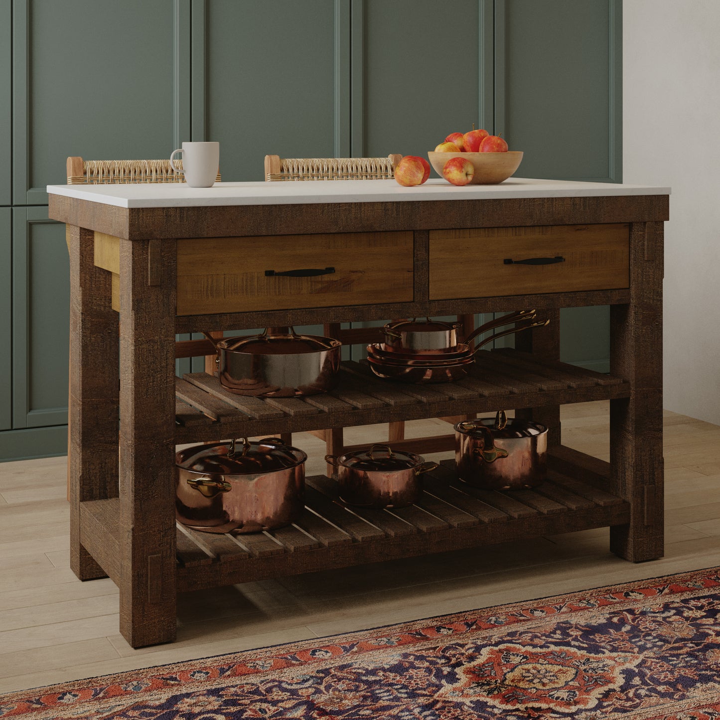 Bromley 54" Kitchen Island | Quartz Countertop