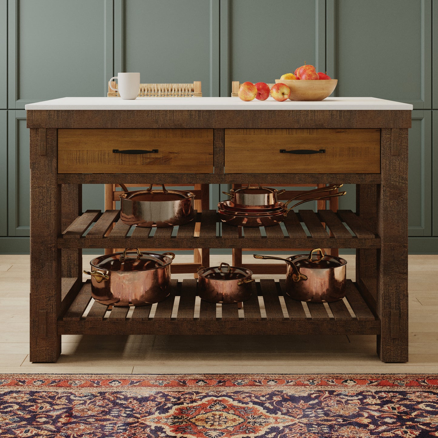 Bromley 54" Kitchen Island | Quartz Countertop