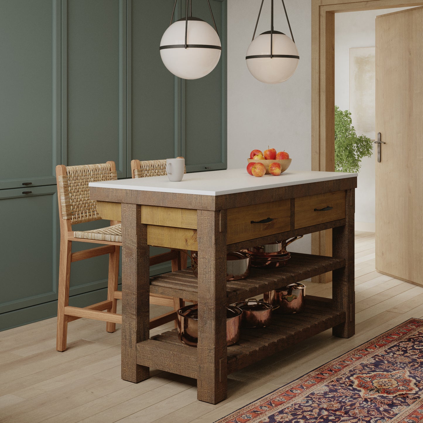 Bromley 54" Kitchen Island | Quartz Countertop