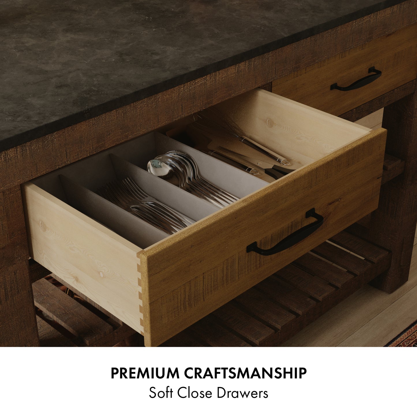 Bromley 54" Kitchen Island | Quartz Countertop