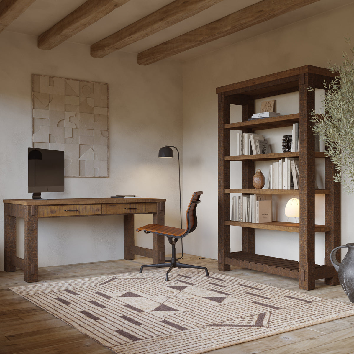 Telluride 60" x 30" Modern Farmhouse Home Office Desk in Vintage Pine