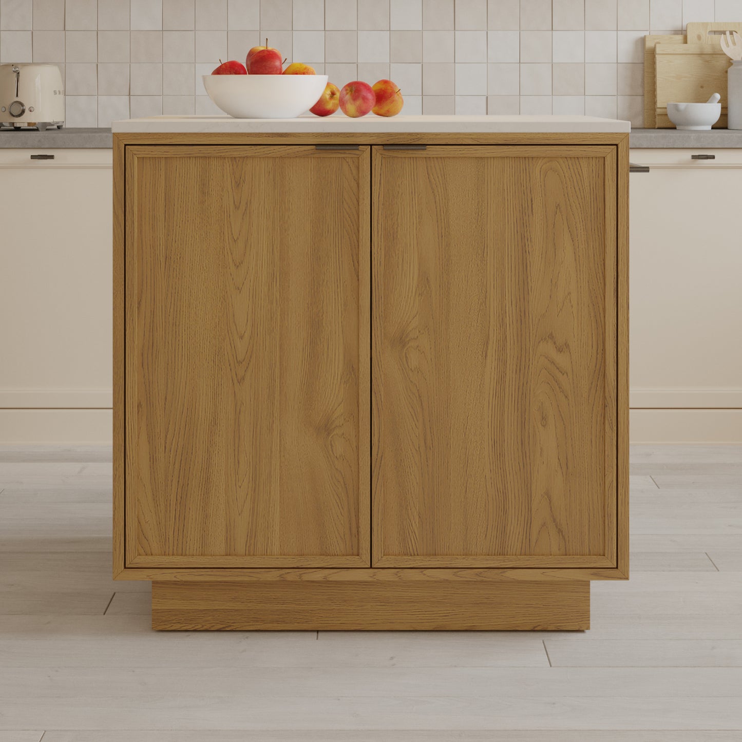 Brookline 36" Kitchen Island in Oak | White Quartz Countertop