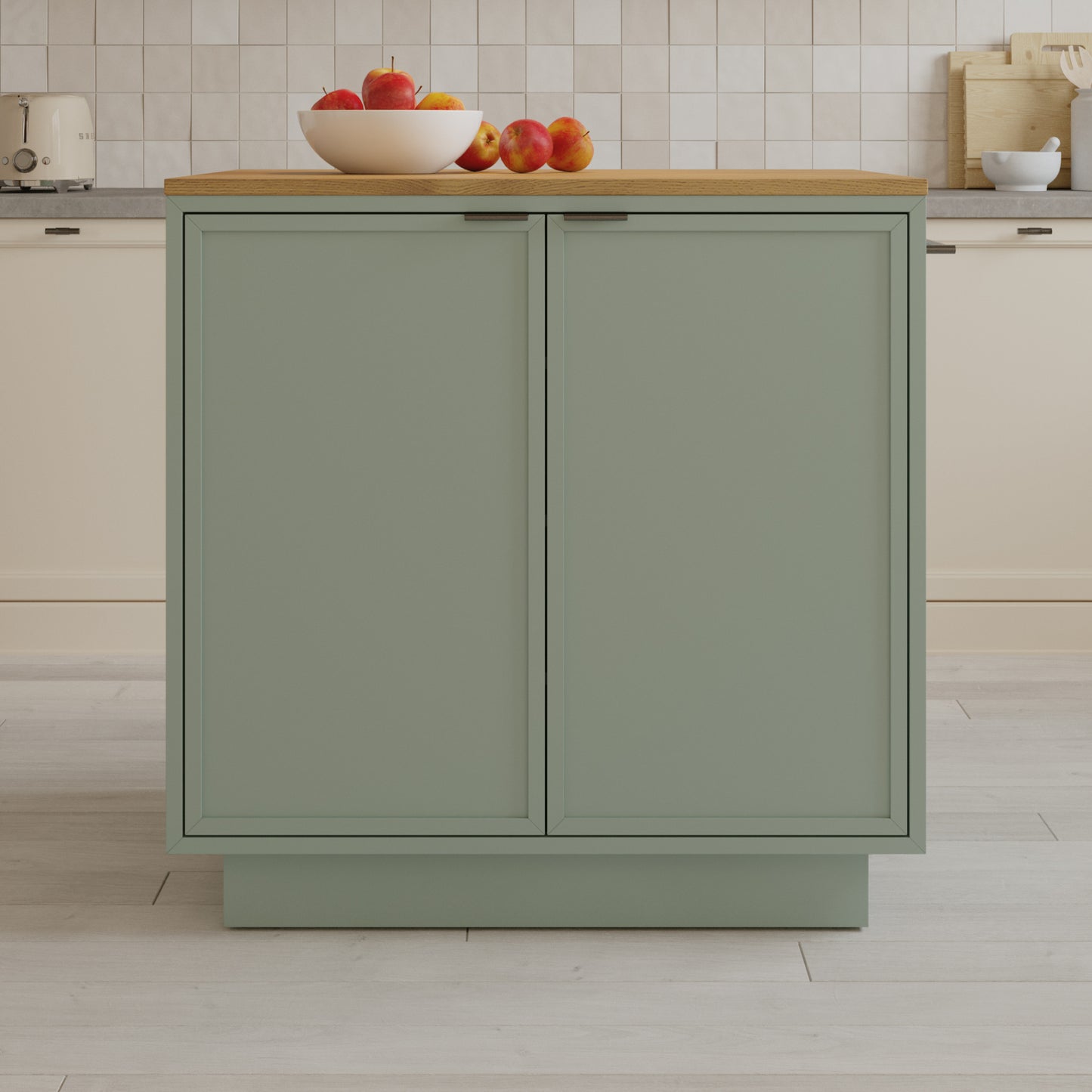 Brookline 36" Kitchen Island in Organic Green | Butcher Block Countertop