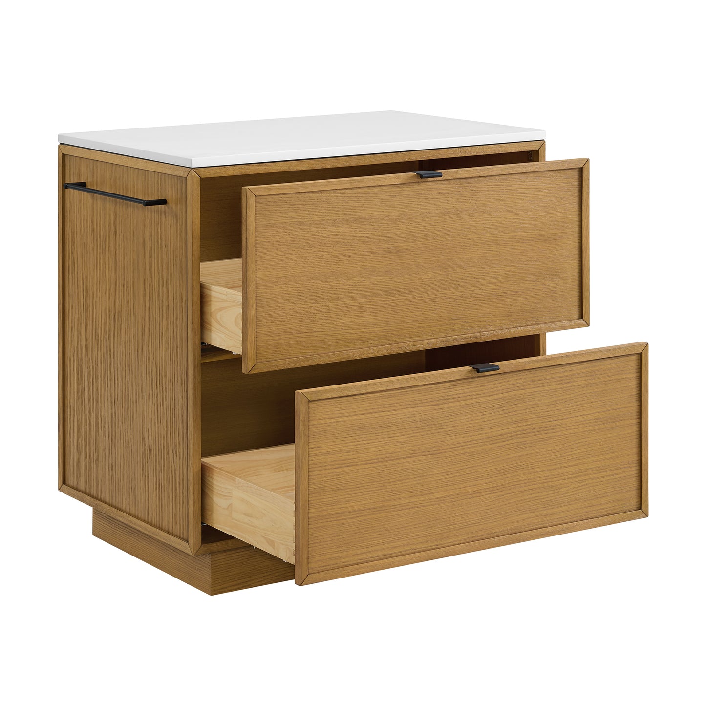 Brookline 36" Kitchen Island in Oak | White Quartz Countertop