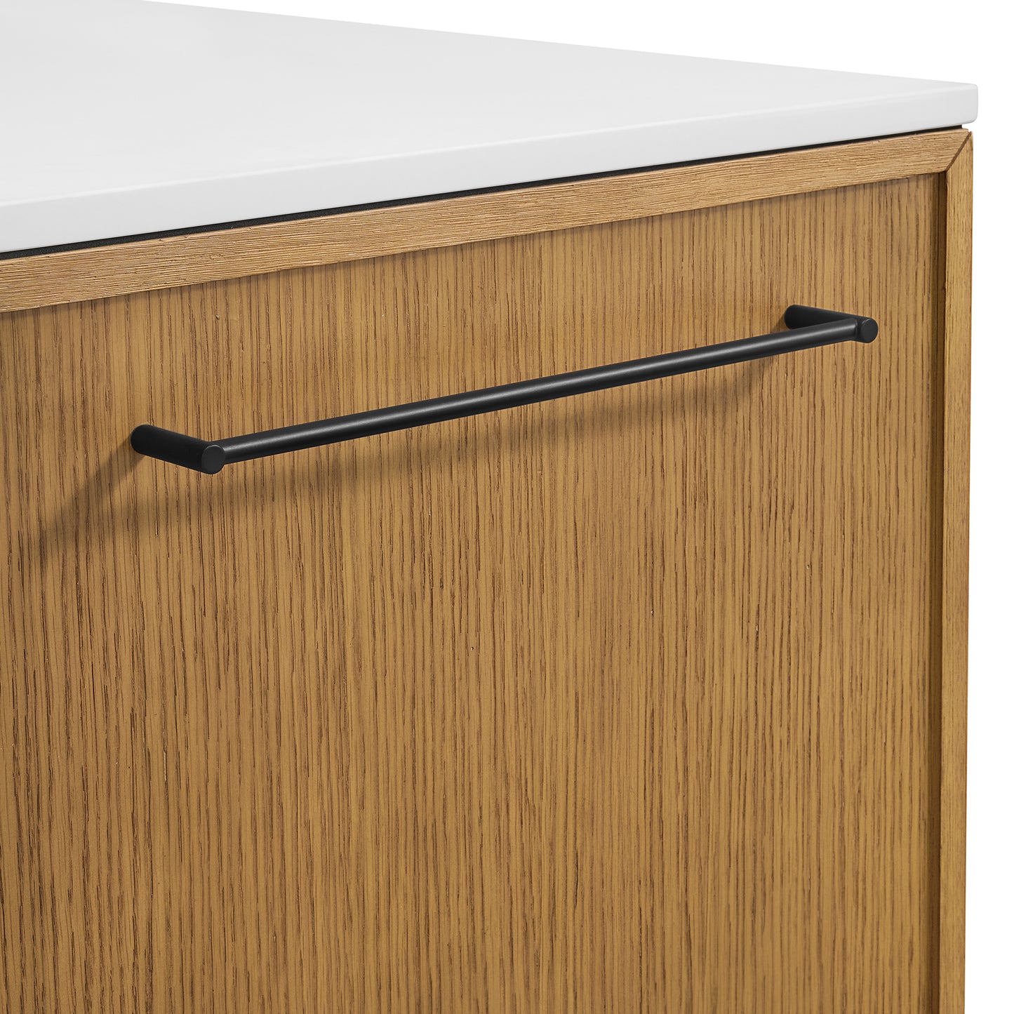 Brookline 36" Kitchen Island in Oak | White Quartz Countertop