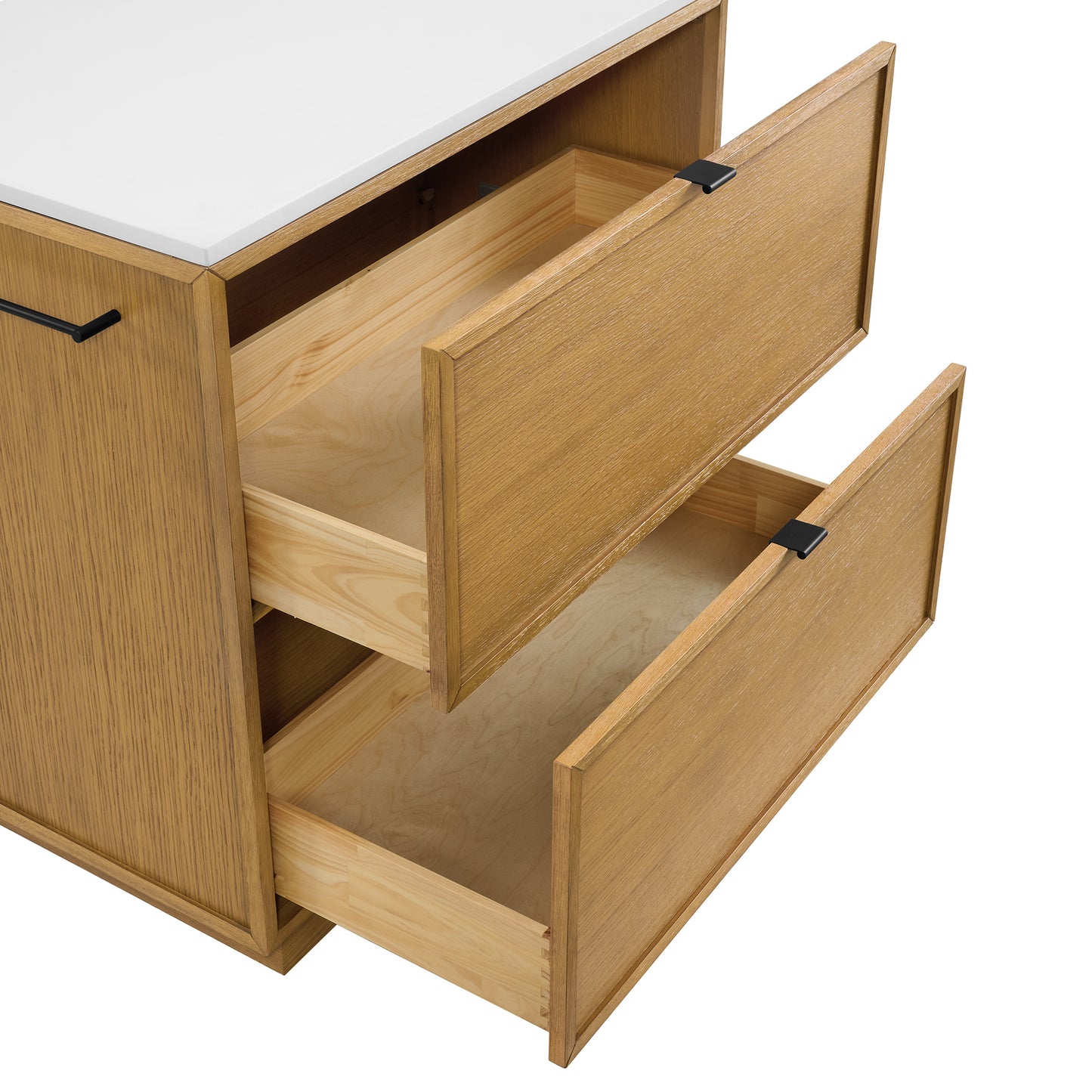 Brookline 36" Kitchen Island in Oak | White Quartz Countertop