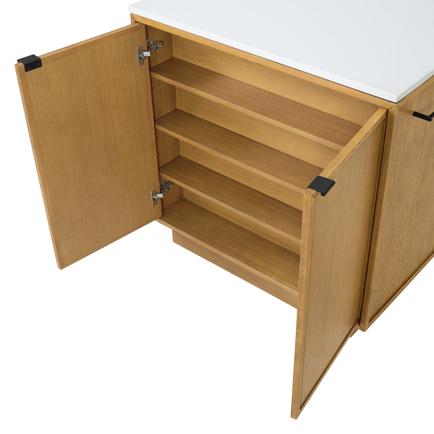 Brookline 36" Kitchen Island in Oak | White Quartz Countertop