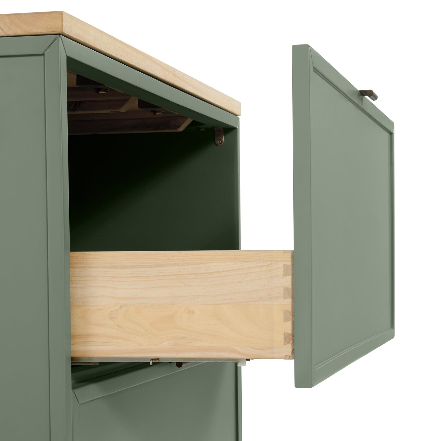 Brookline 36" Kitchen Island in Organic Green | Butcher Block Countertop