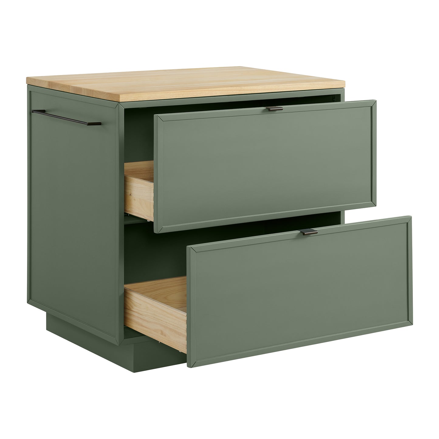 Brookline 36" Kitchen Island in Organic Green | Butcher Block Countertop