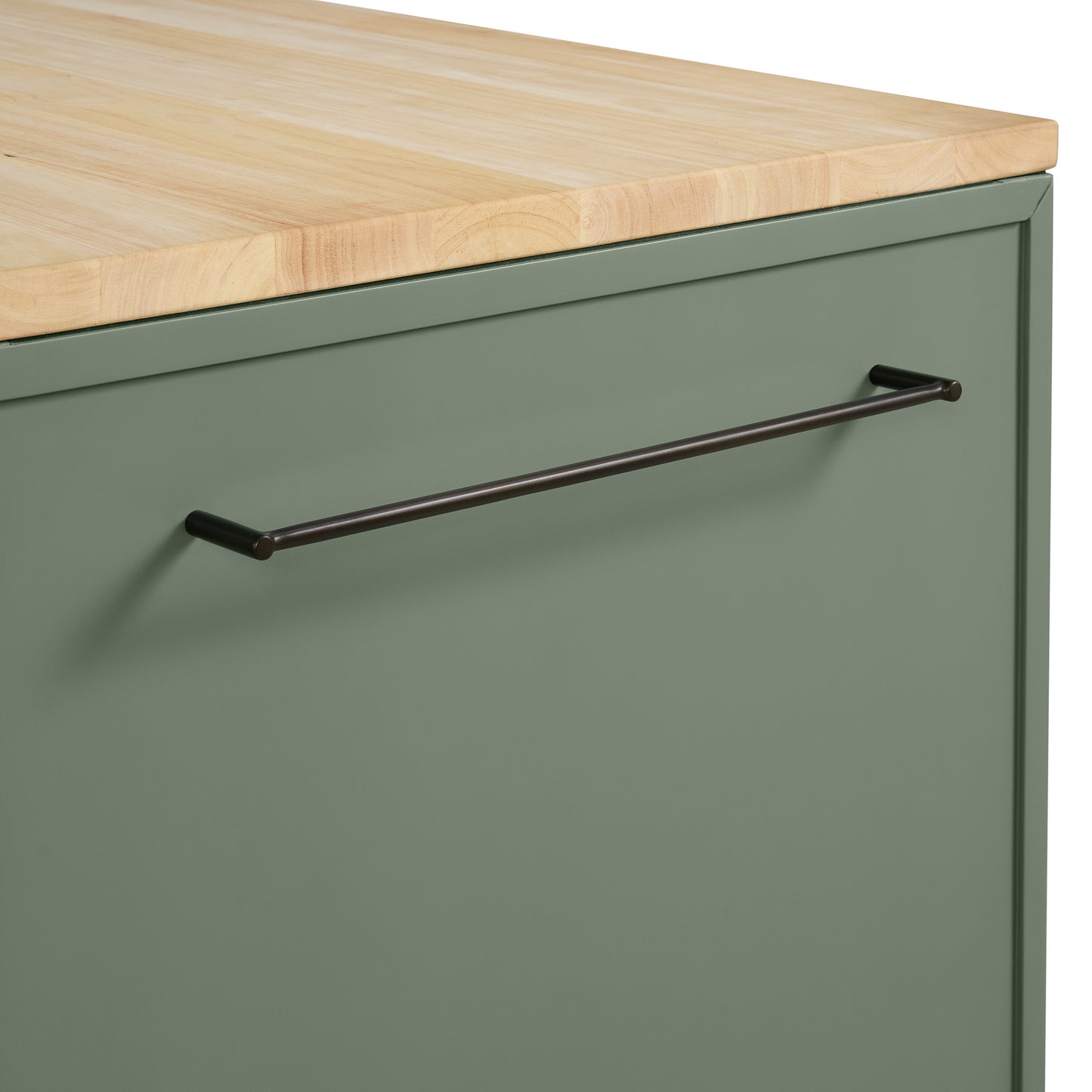 Brookline 36" Kitchen Island in Organic Green | Butcher Block Countertop