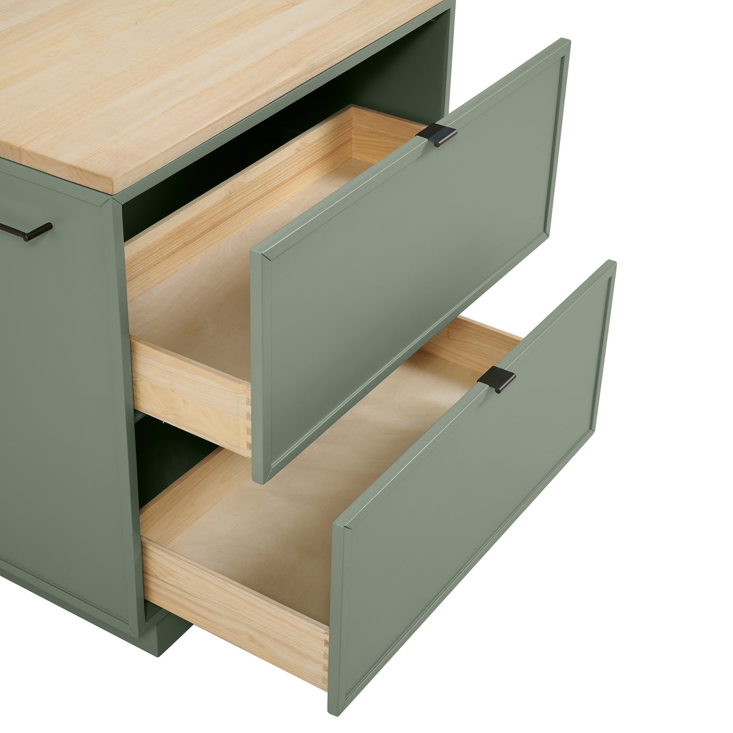 Brookline 36" Kitchen Island in Organic Green | Butcher Block Countertop