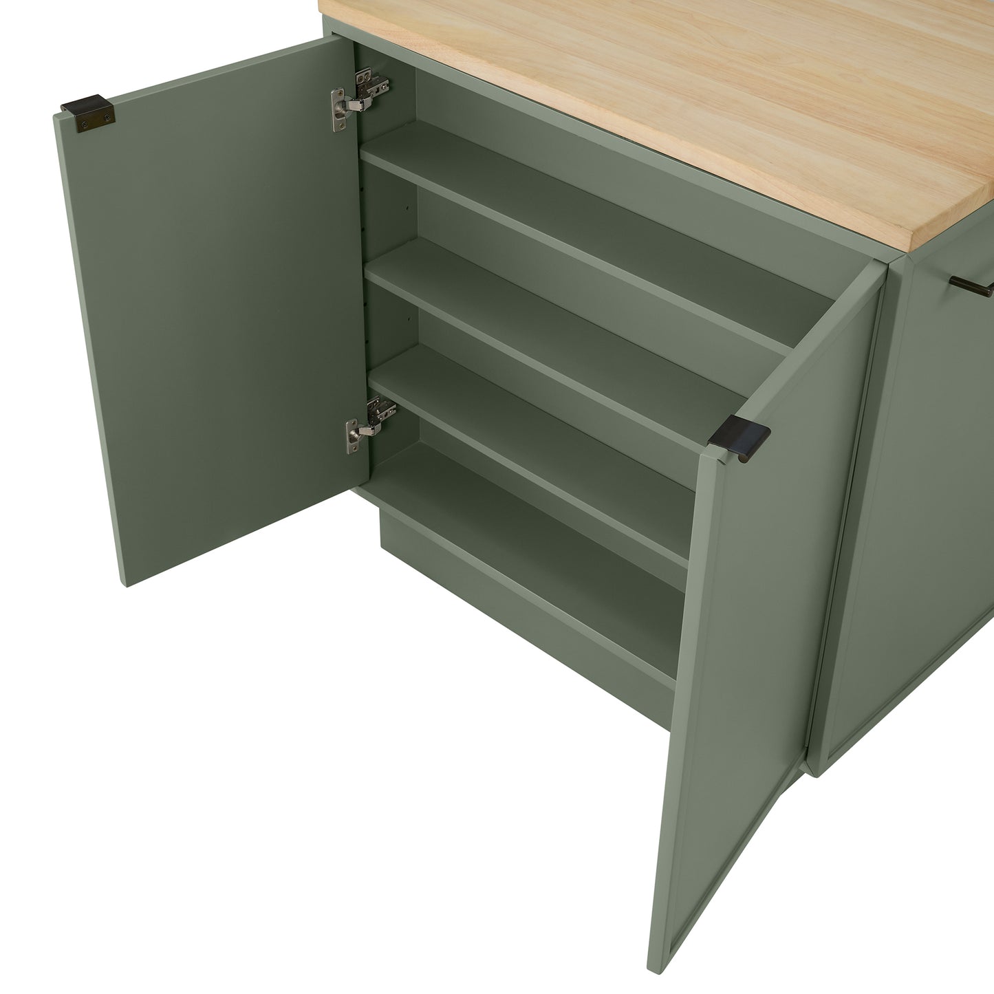 Brookline 36" Kitchen Island in Organic Green | Butcher Block Countertop