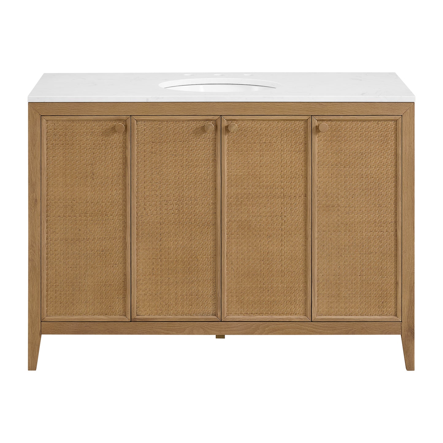 Benita 48" Single Sink Bathroom Vanity in Rattan and Oak | Cultured Marble Countertop