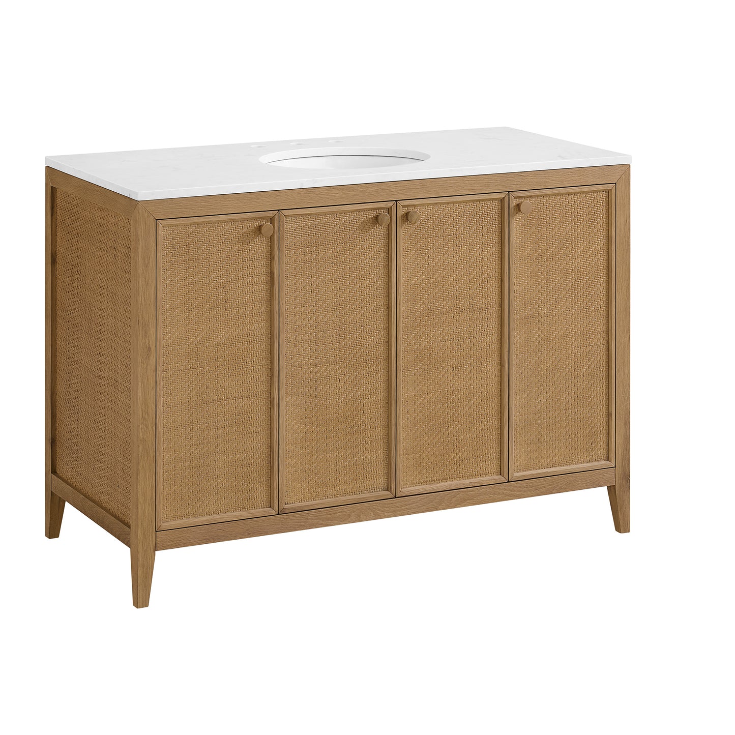 Benita 48" Single Sink Bathroom Vanity in Rattan and Oak | Cultured Marble Countertop