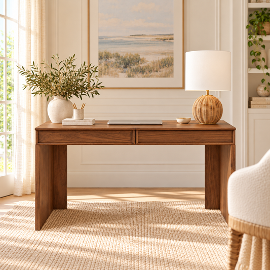 Cooper 55" Natural Walnut Writing Desk
