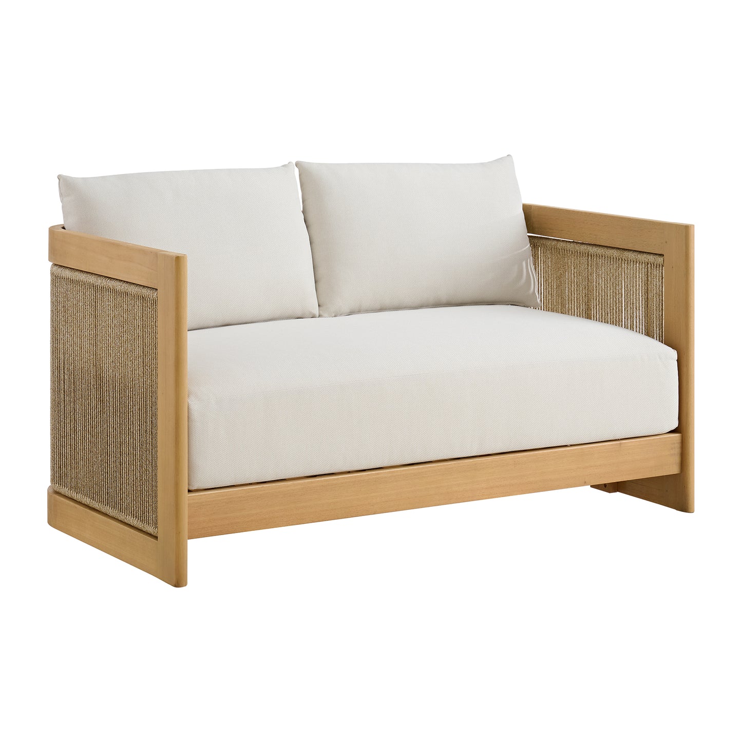 Cordelia 52" Rope Outdoor Sofa in Washed Oiled Eucalyptus