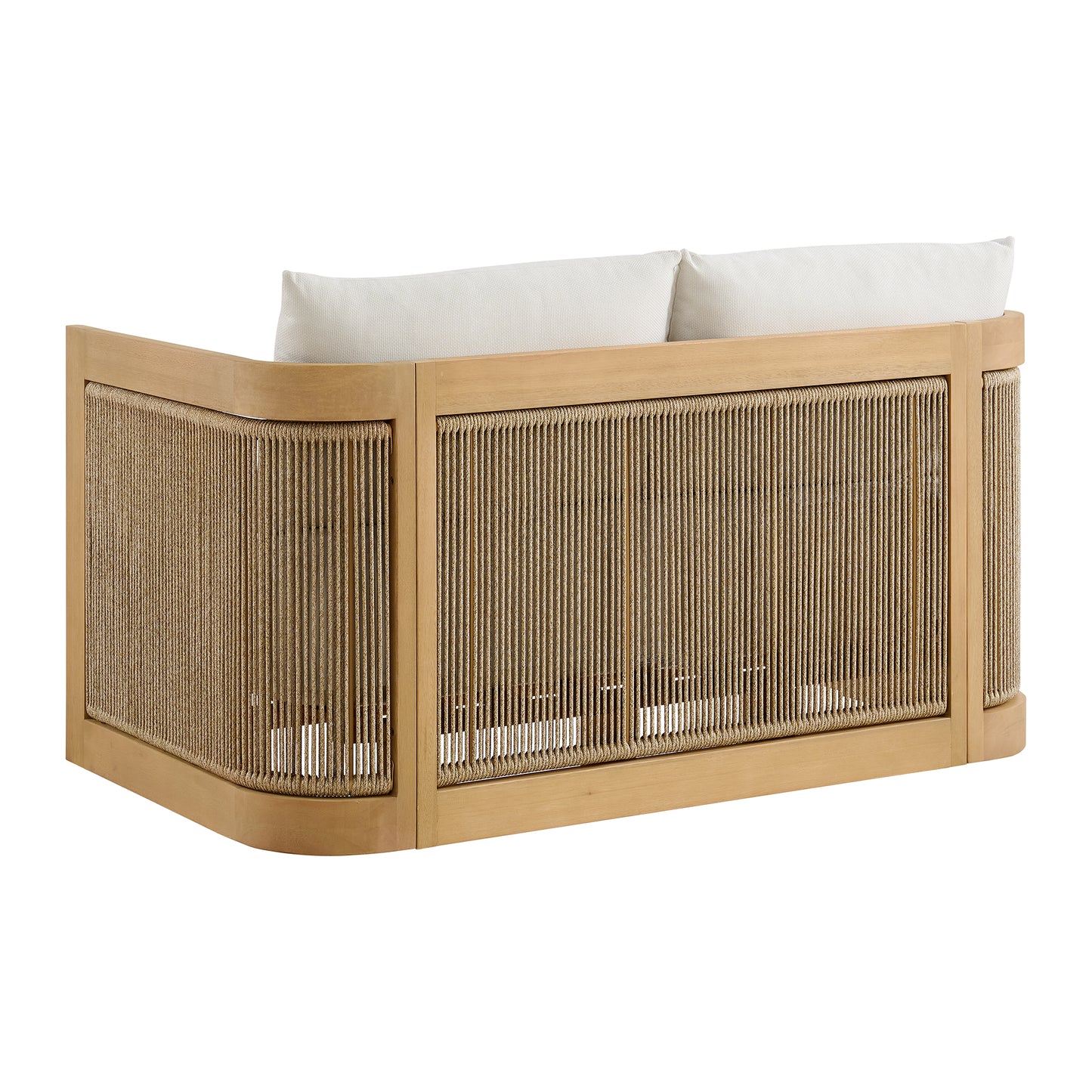 Cordelia 52" Rope Outdoor Sofa in Washed Oiled Eucalyptus