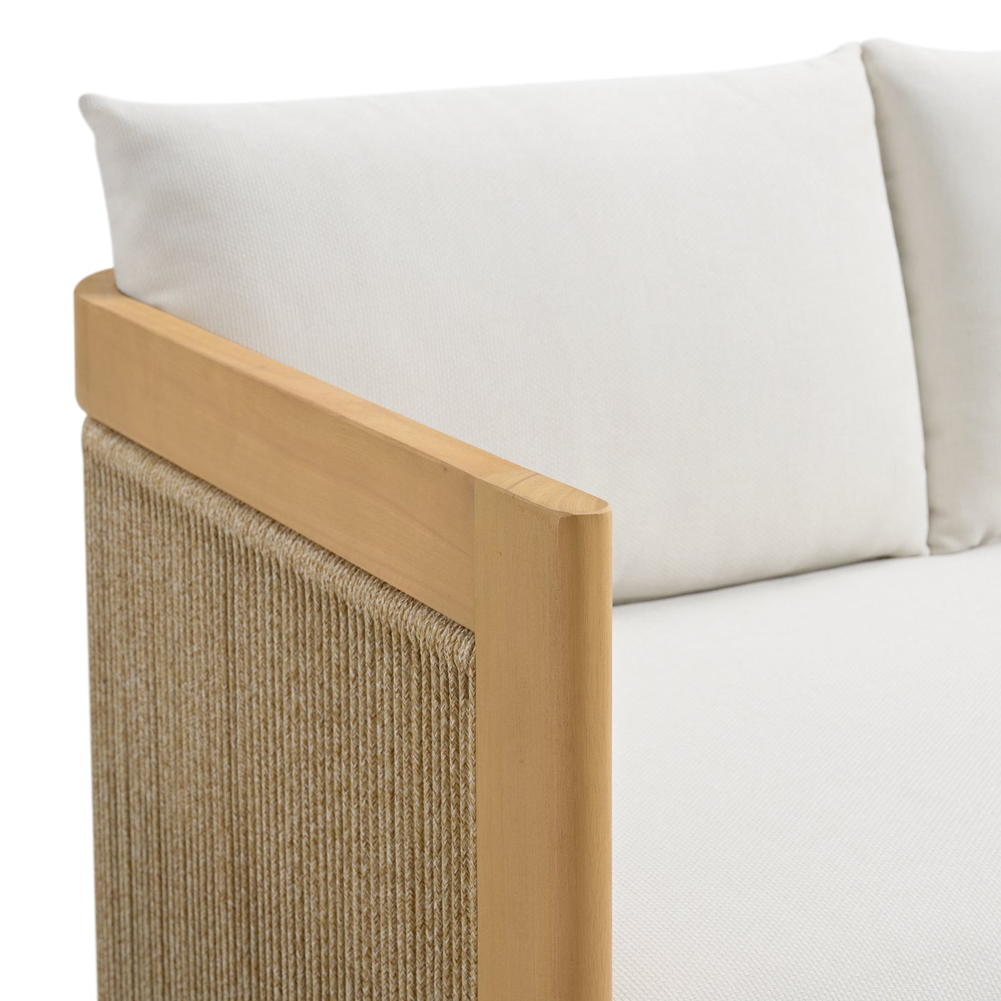 Cordelia 52" Rope Outdoor Sofa in Washed Oiled Eucalyptus