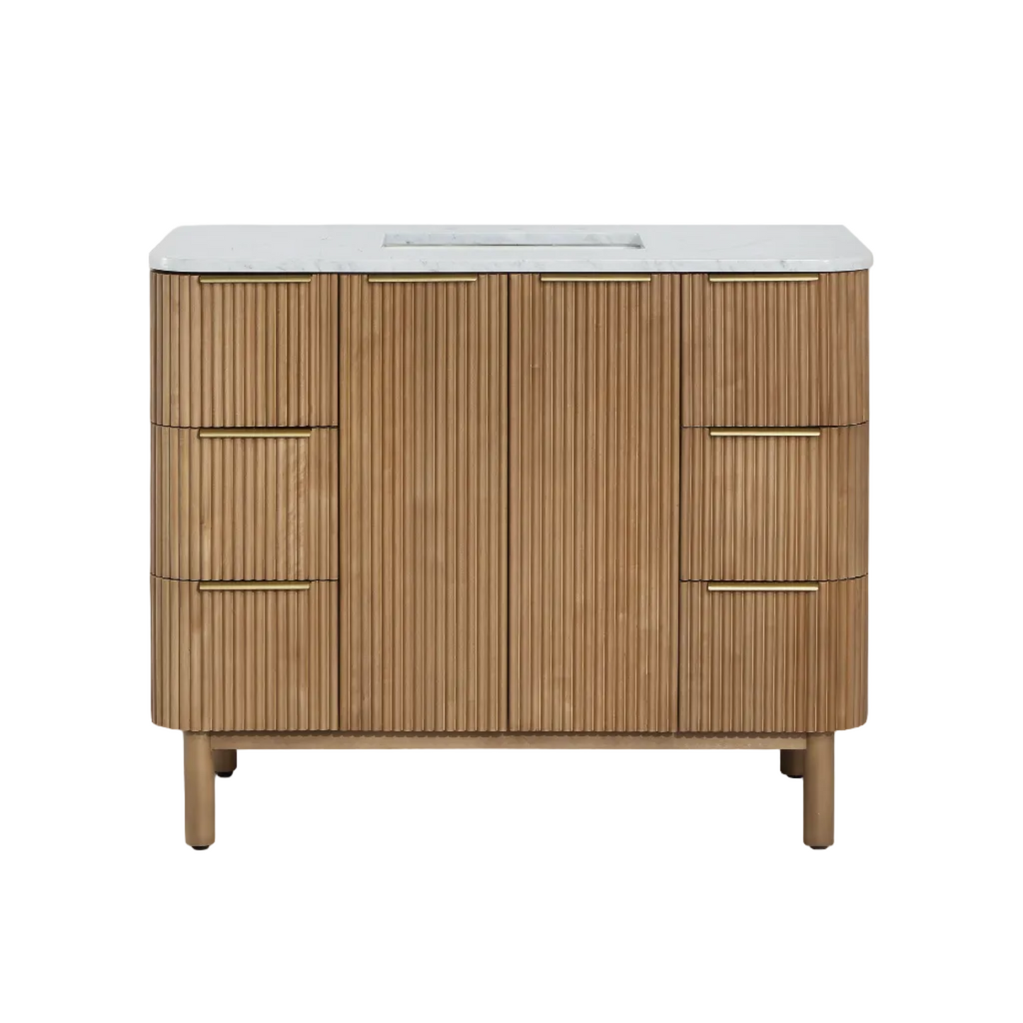 Havana 48" Single Bathroom Vanity in Reeded Birch | Carrara Marble Countertop