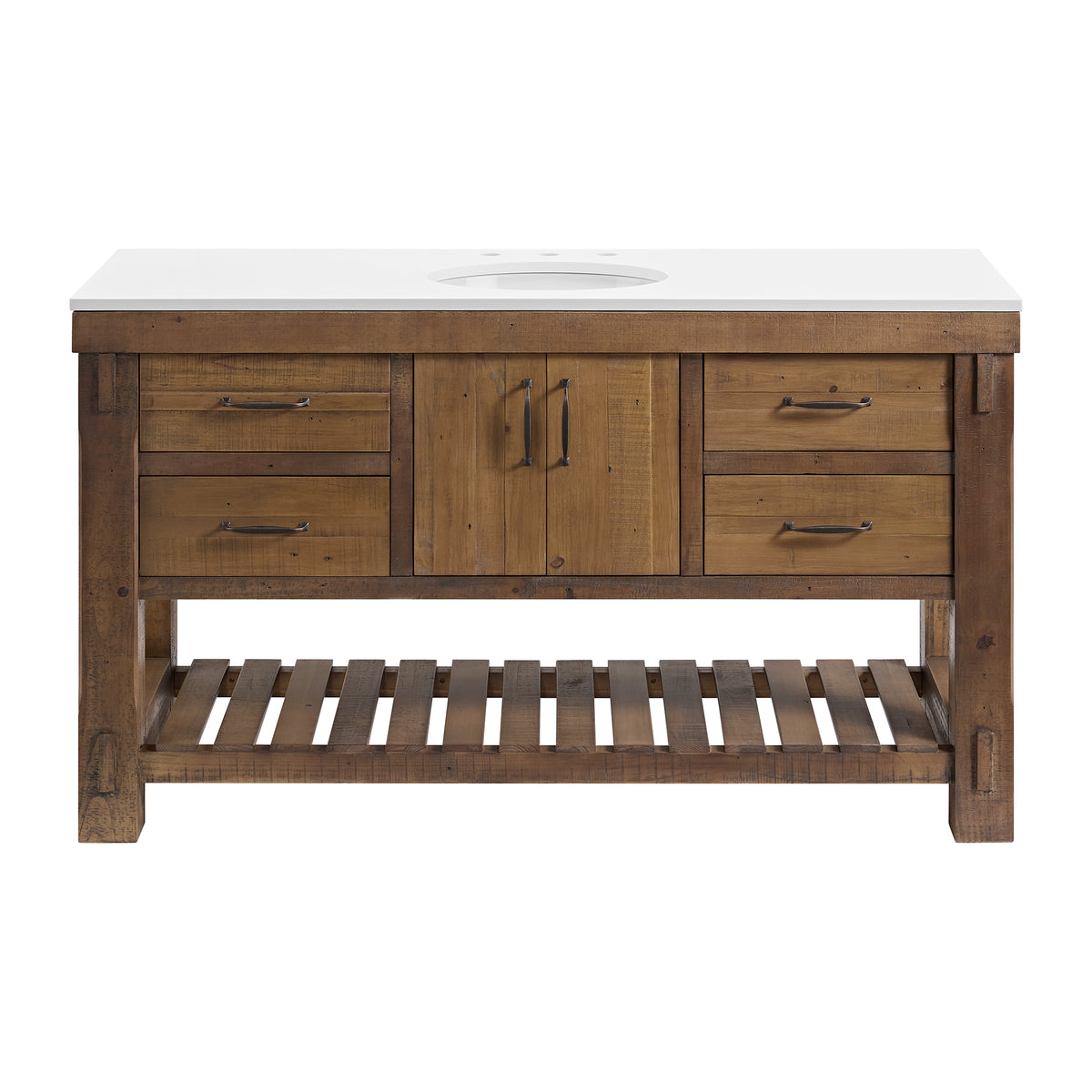 Telluride 60" Single Sink Bathroom Vanity | White Quartz Countertop