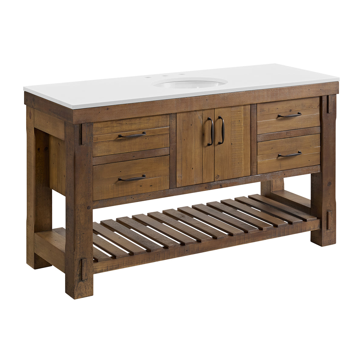 Telluride 60" Single Sink Bathroom Vanity | White Quartz Countertop