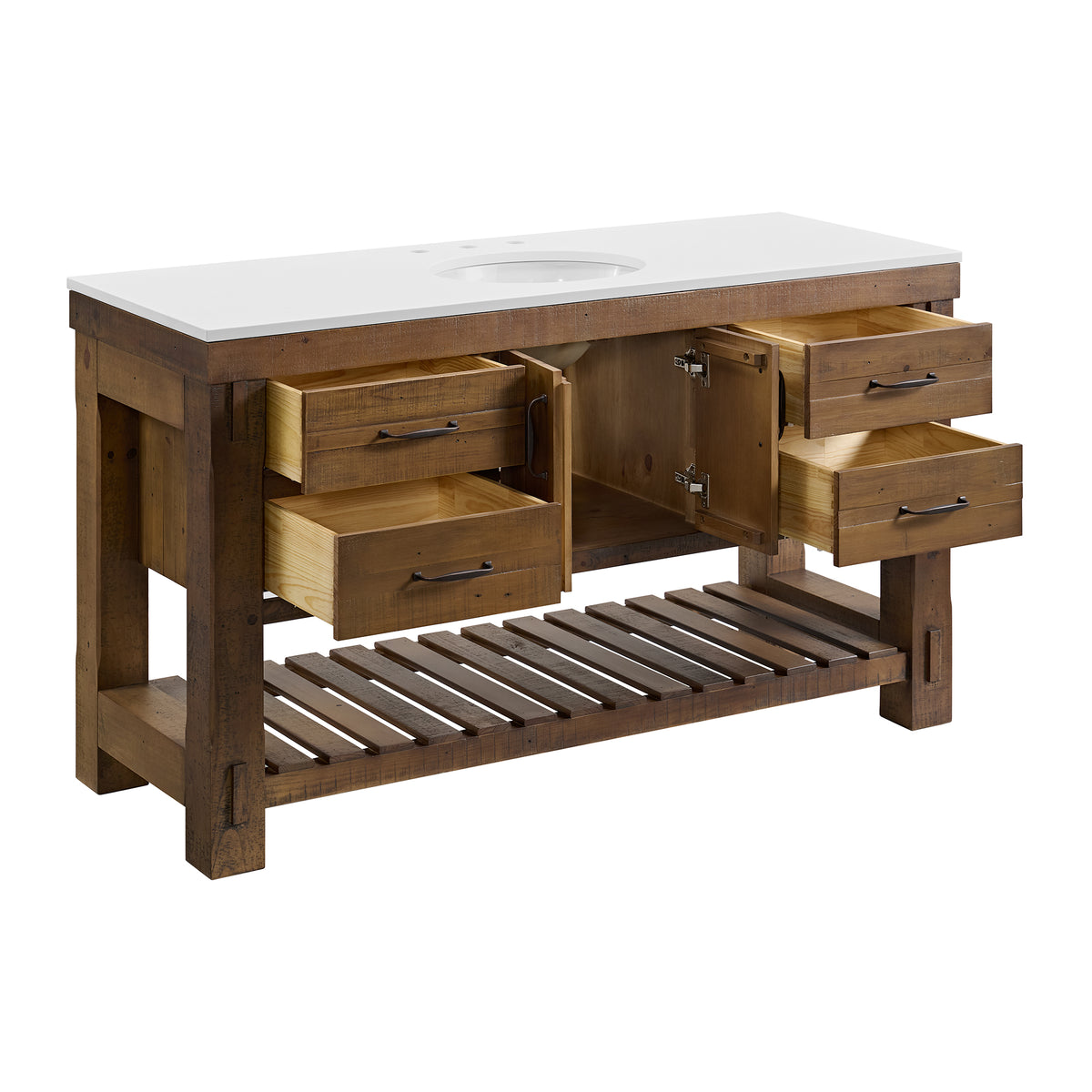 Telluride 60" Single Sink Bathroom Vanity | White Quartz Countertop