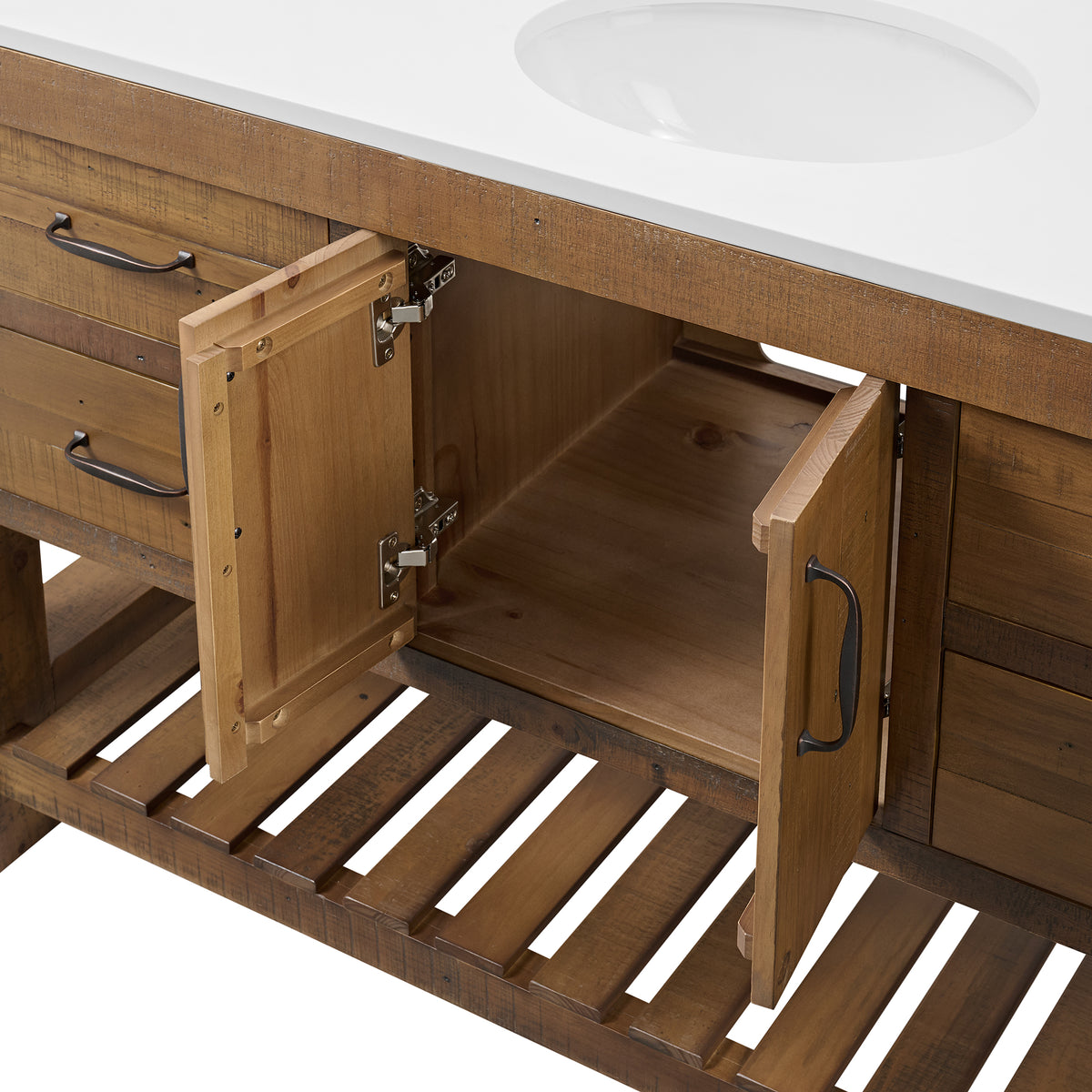 Telluride 60" Single Sink Bathroom Vanity | White Quartz Countertop