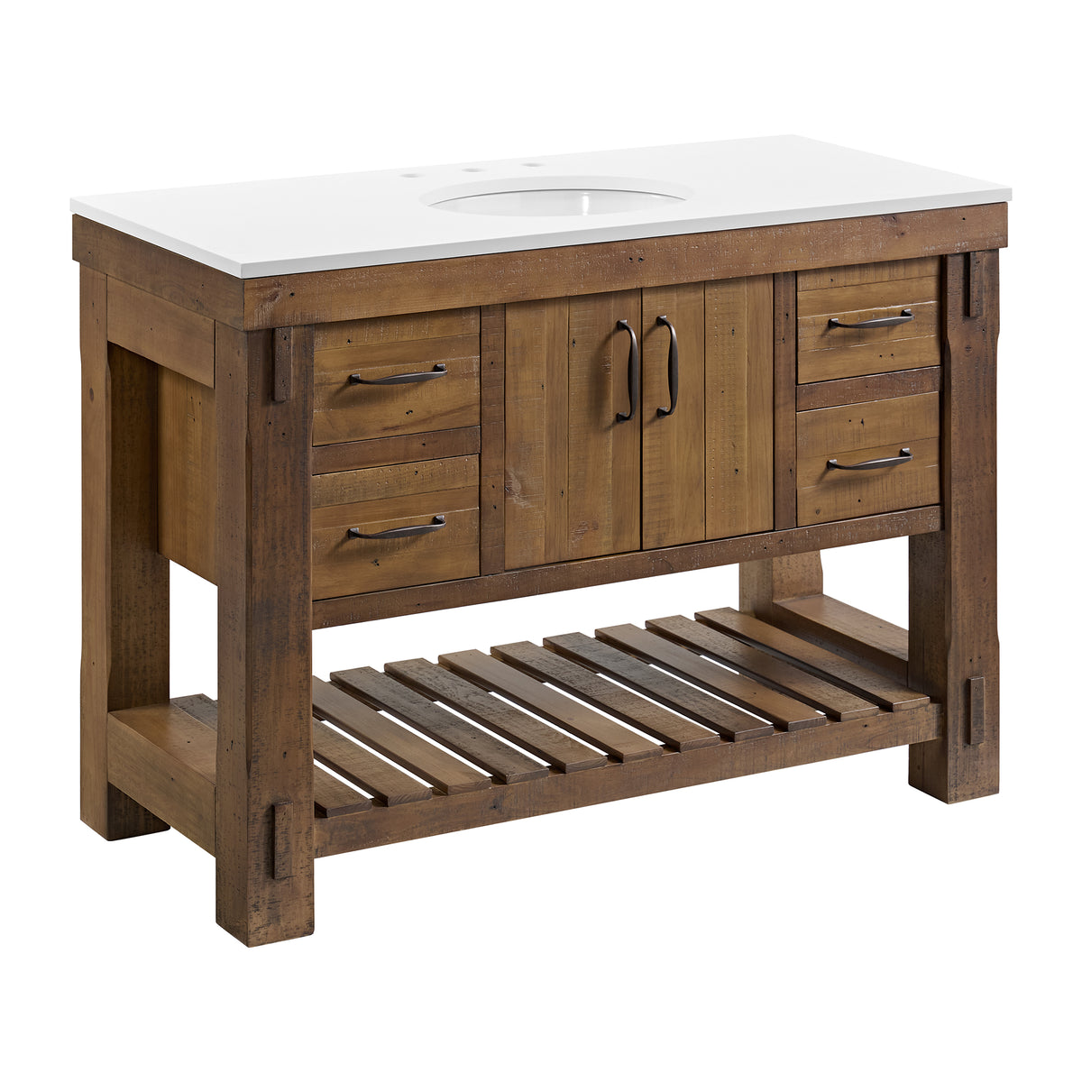 Telluride 48" Single Sink Bathroom Vanity | White Quartz Countertop