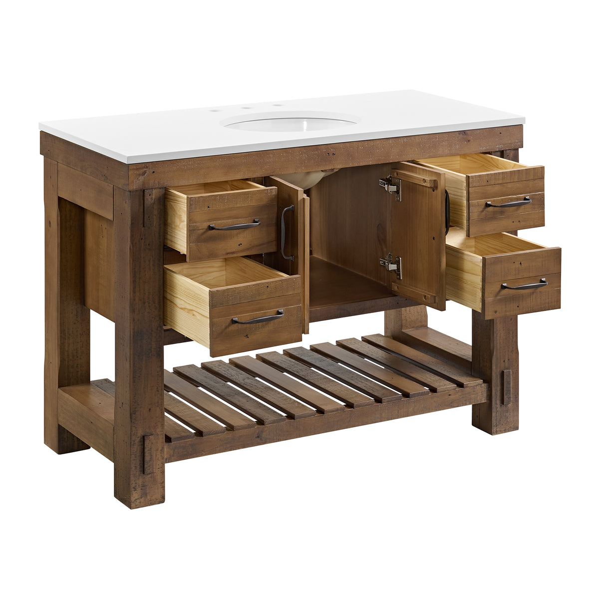 Telluride 48" Single Sink Bathroom Vanity | White Quartz Countertop