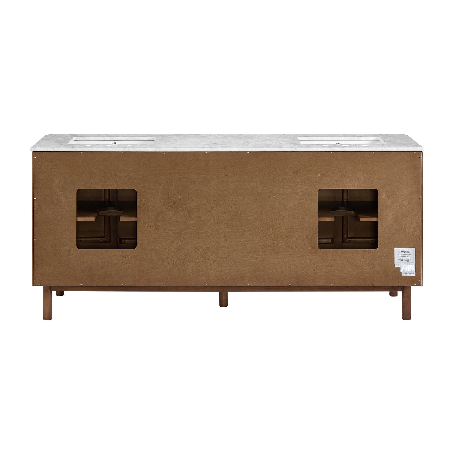 Havana 78" Double Bathroom Vanity in Brown Reeded Birch | Carrara Marble Countertop