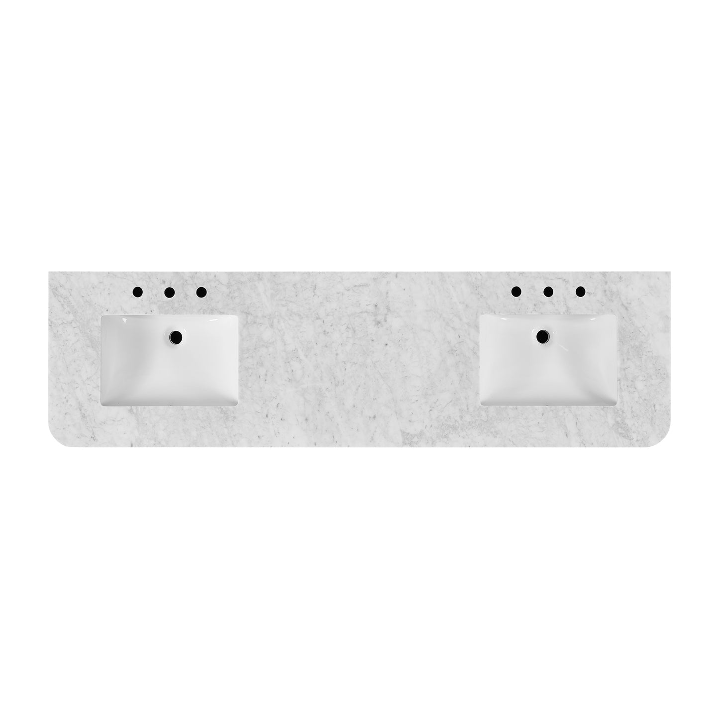 Havana 78" Double Bathroom Vanity in Brown Reeded Birch | Carrara Marble Countertop