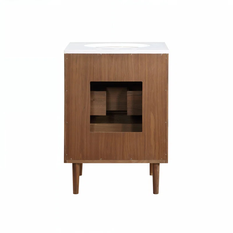 Stockholm 24" Single Bathroom Vanity in Natural Walnut | Quartz Countertop