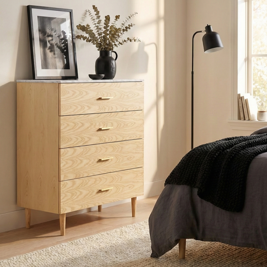 Stockholm 36" 4 Drawer Dresser | Carrara Marble Top