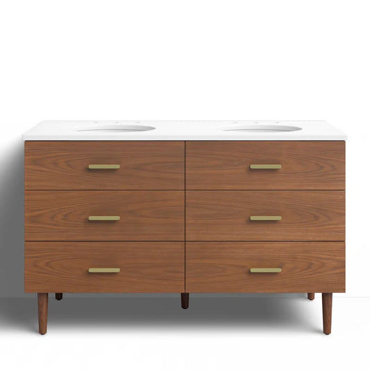 Stockholm 54" Double Bathroom Vanity with Quartz Top