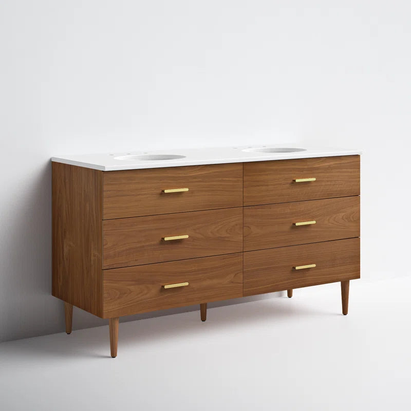Stockholm 60" W x 22" D x 34" H Double Bathroom Vanity