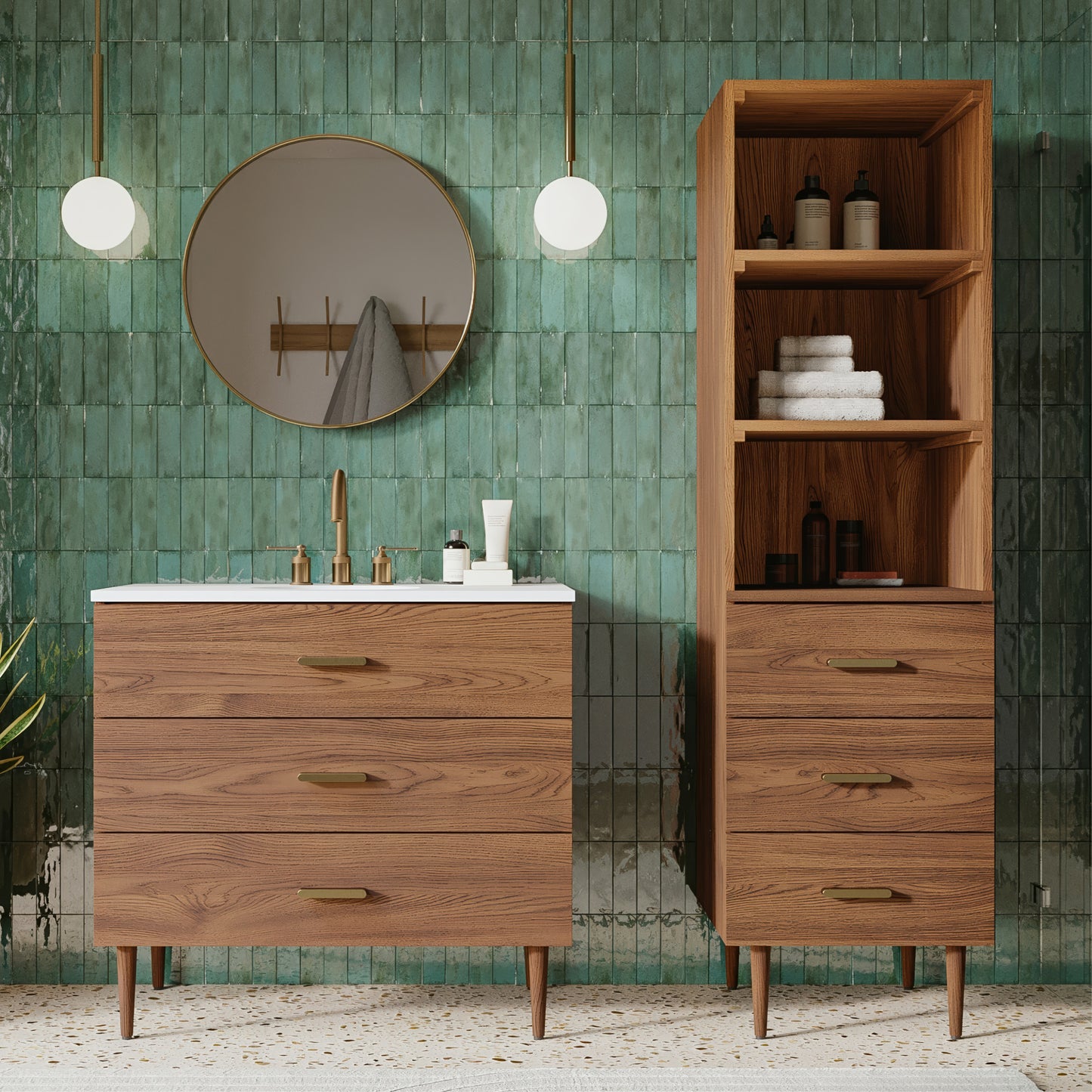 Stockholm Solid Wood Freestanding Linen Cabinet