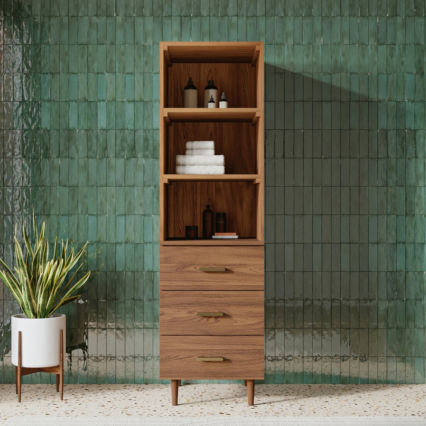 Stockholm Solid Wood Freestanding Linen Cabinet