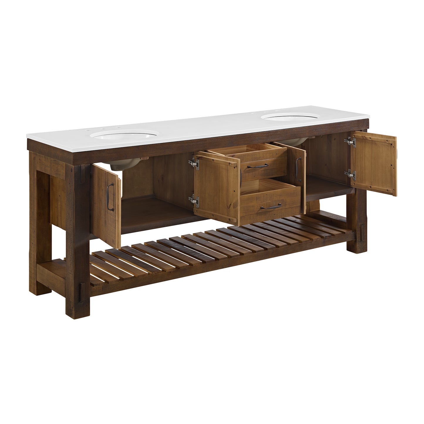 Telluride 84" Double Bathroom Vanity | Quartz Countertop