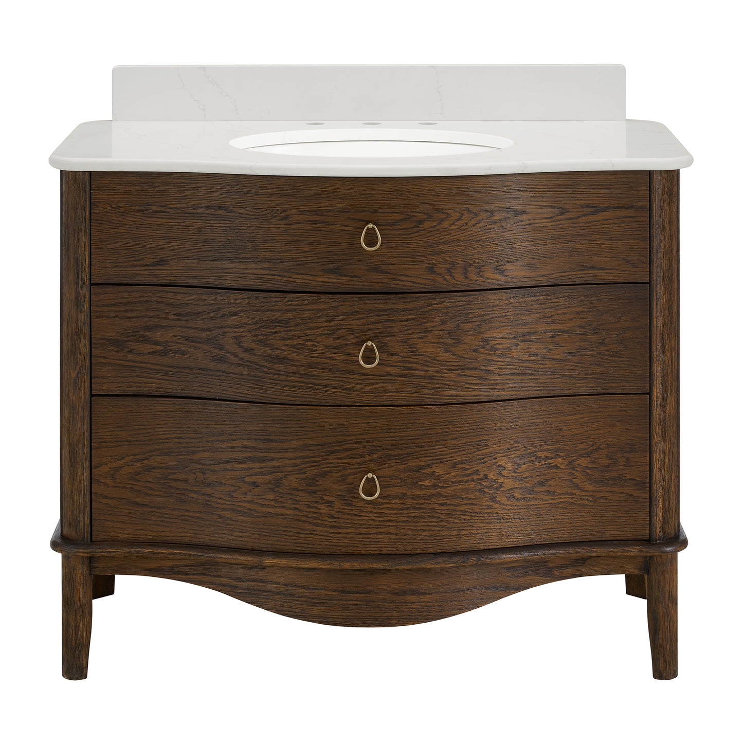 Grace 42" Single Bathroom Vanity | Enhanced Brown Oak | Statuario Quartz Countertop