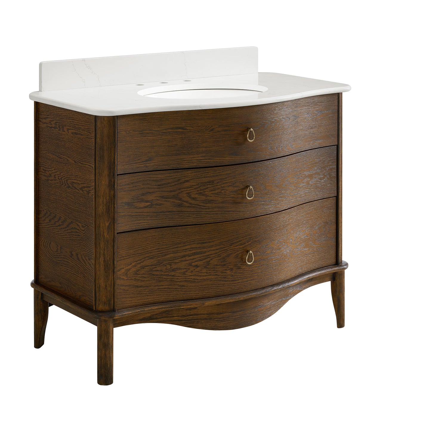 Grace 42" Single Bathroom Vanity | Enhanced Brown Oak | Statuario Quartz Countertop