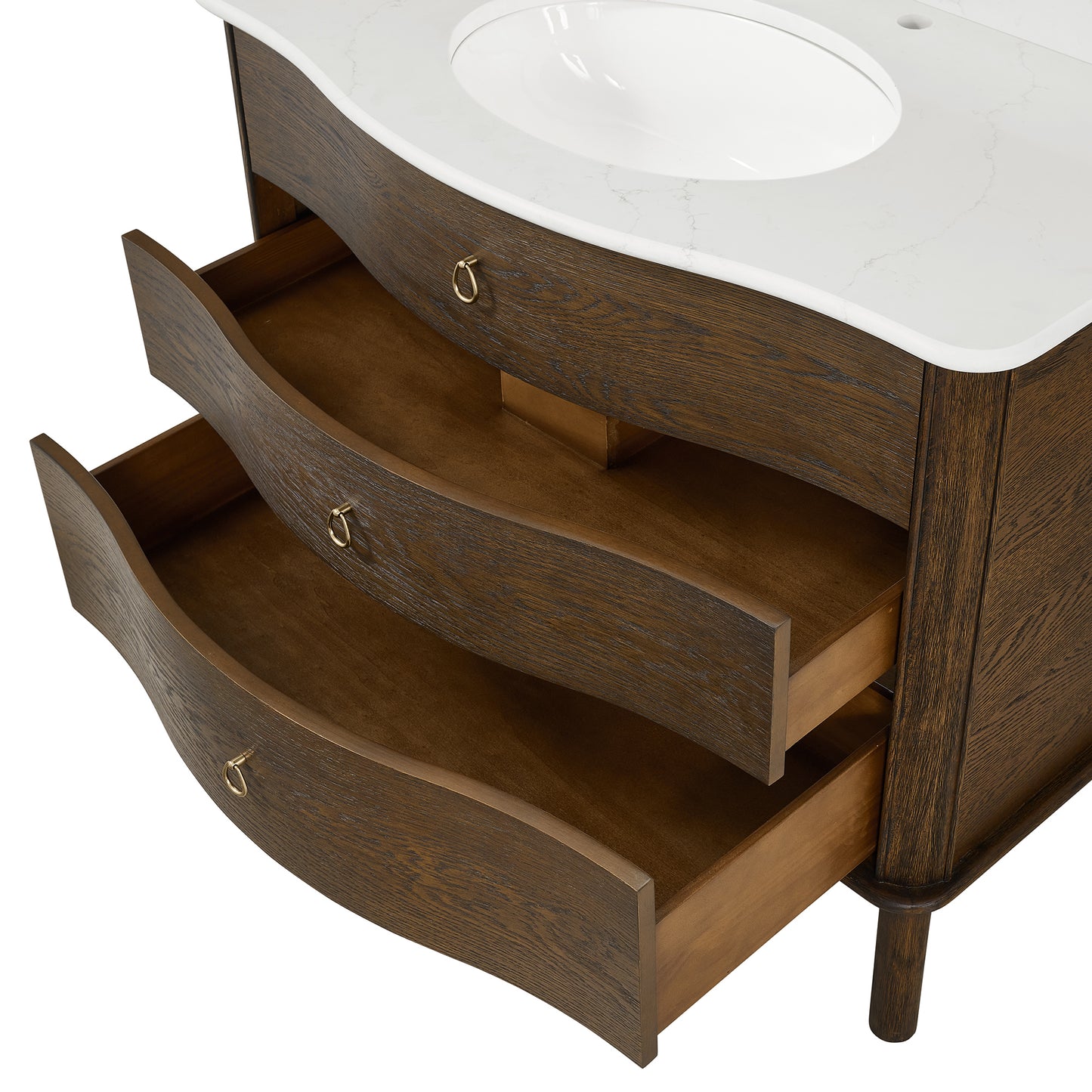 Grace 42" Single Bathroom Vanity | Enhanced Brown Oak | Statuario Quartz Countertop