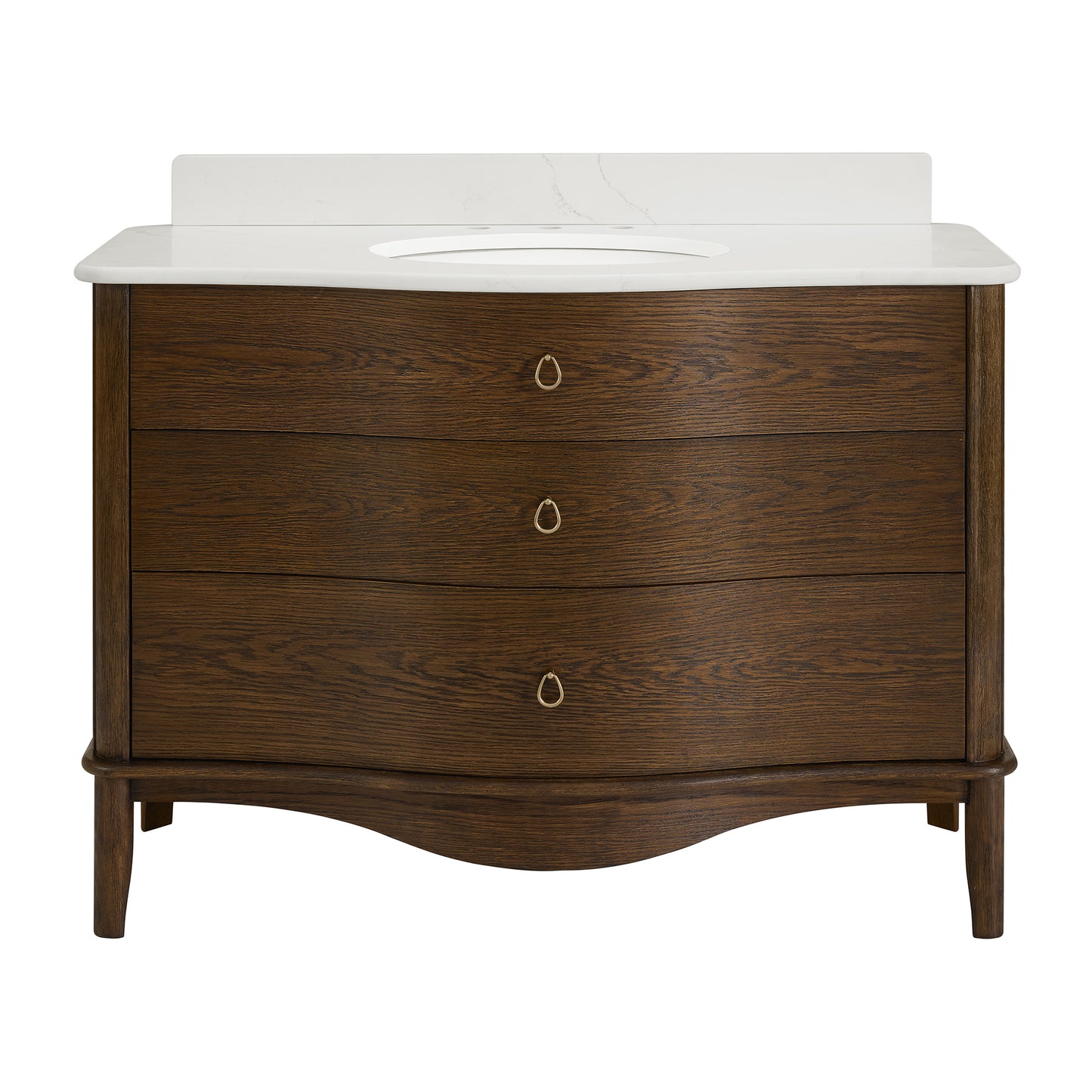 Grace 48" Single Bathroom Vanity | Enhanced Brown Oak | Statuario Quartz Countertop