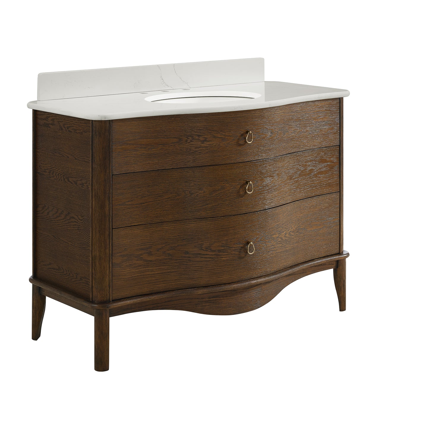 Grace 48" Single Bathroom Vanity | Enhanced Brown Oak | Statuario Quartz Countertop