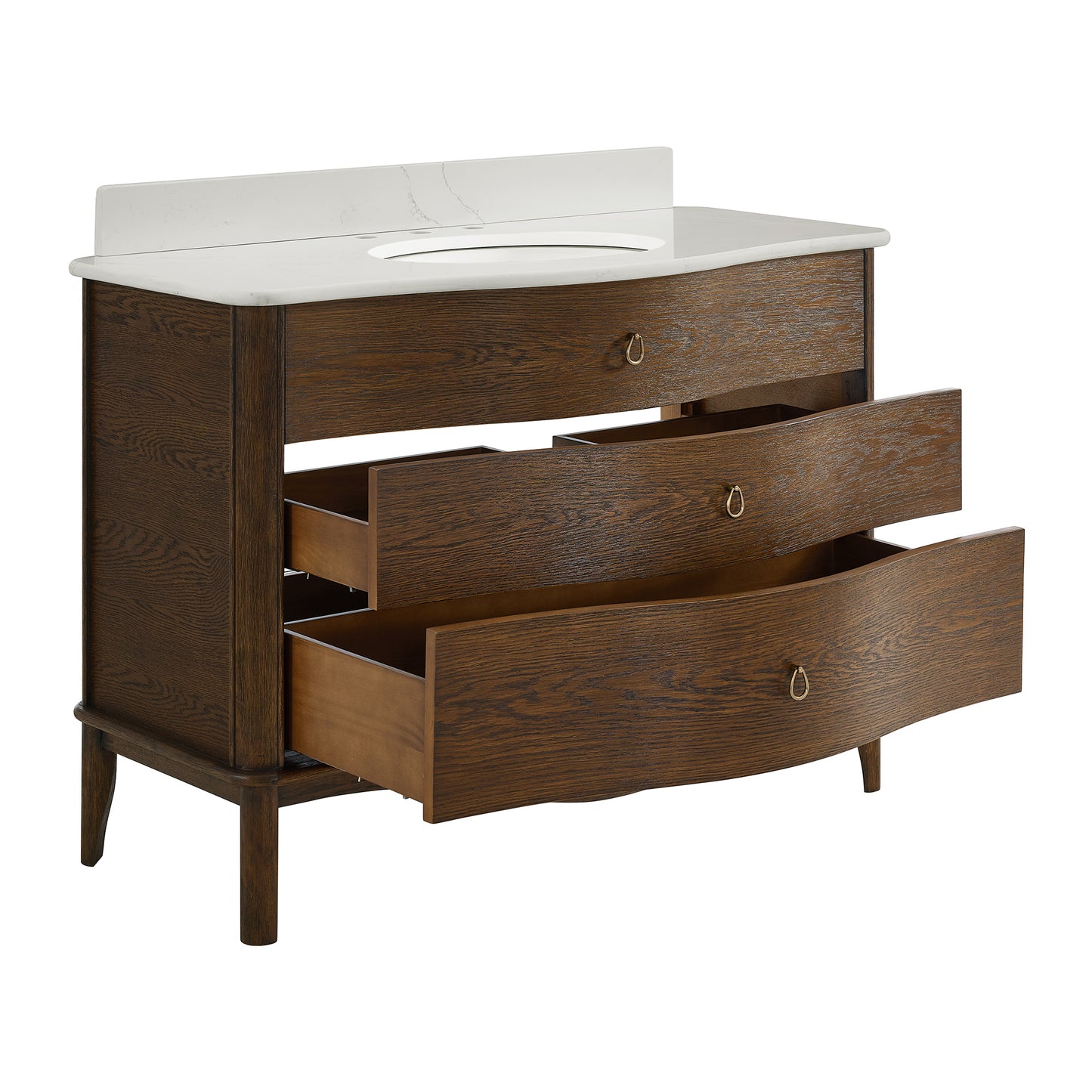 Grace 48" Single Bathroom Vanity | Enhanced Brown Oak | Statuario Quartz Countertop